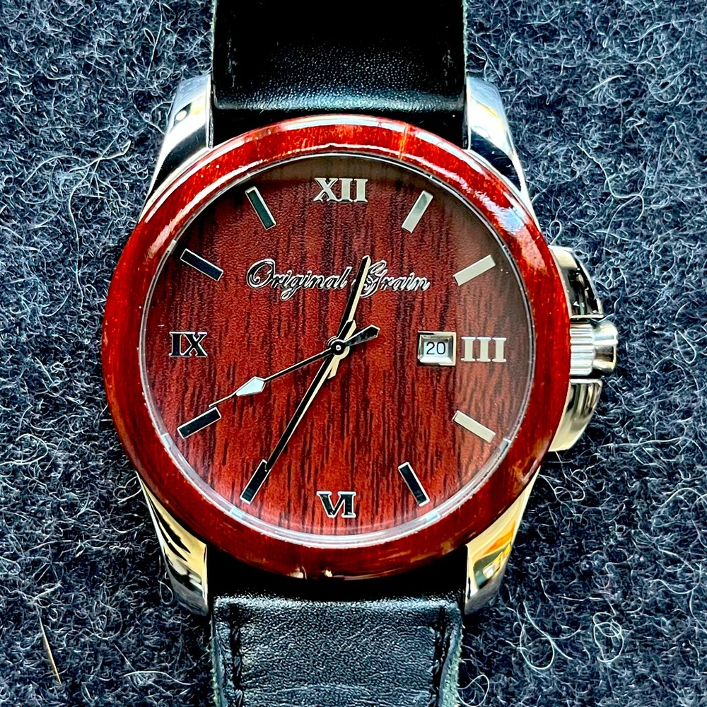 Original Grain "The Rosewood" with Italian Leather (OG-1-002-L-B) Quartz Watch